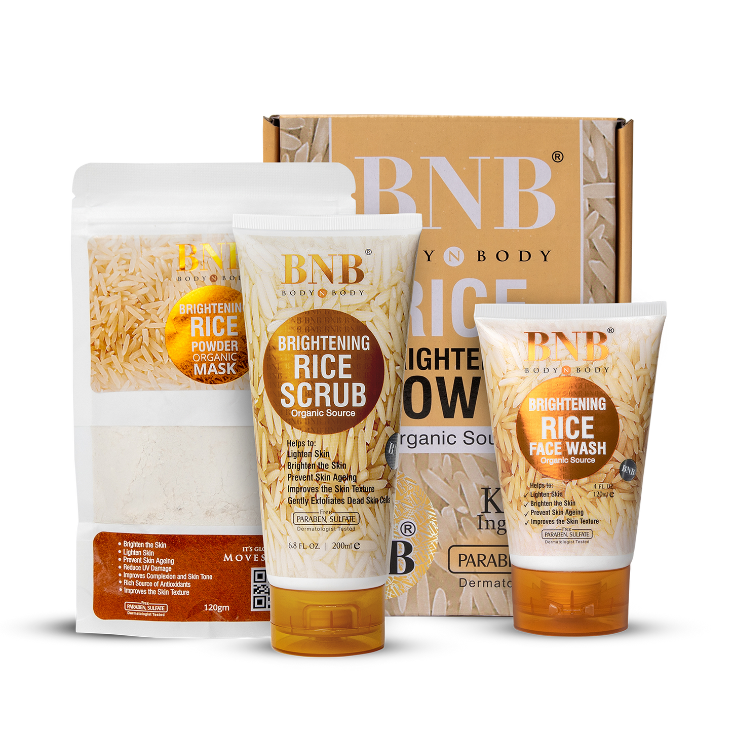 3 In 1 Bnb Whitening Rice Extract Bright & Glow Kit | Best Quality Glow Kit